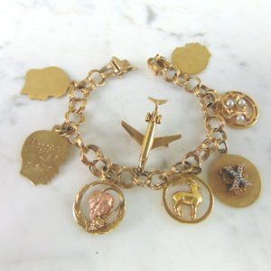 Womens Vintage Estate 14k Gold Charm Bracelet 33.8g  E1614